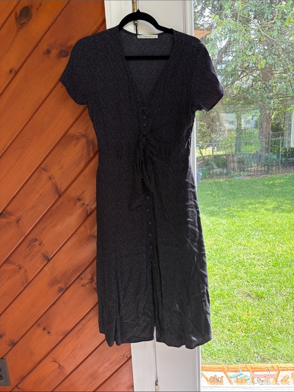 Abercrombie & Fitch Black Short-Sleeve Button-Front Dress
